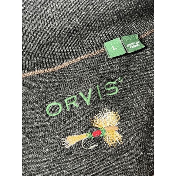 Orvis Sweater Mens Large Brown Merino Wool Knit 1/4 Zip Mock Neck Pullover - Picture 6 of 9